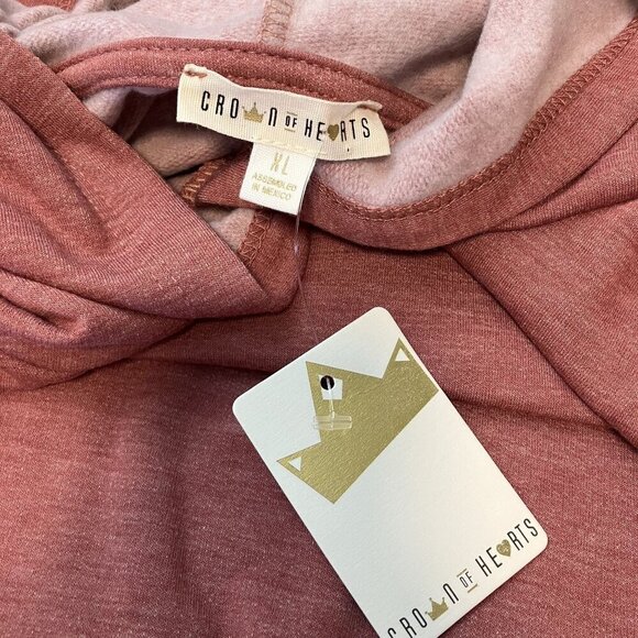 Crown of Hearts NWT Girls Heathered Red Hooded Sweatshirt Hoodie Sz XL - Picture 3 of 6